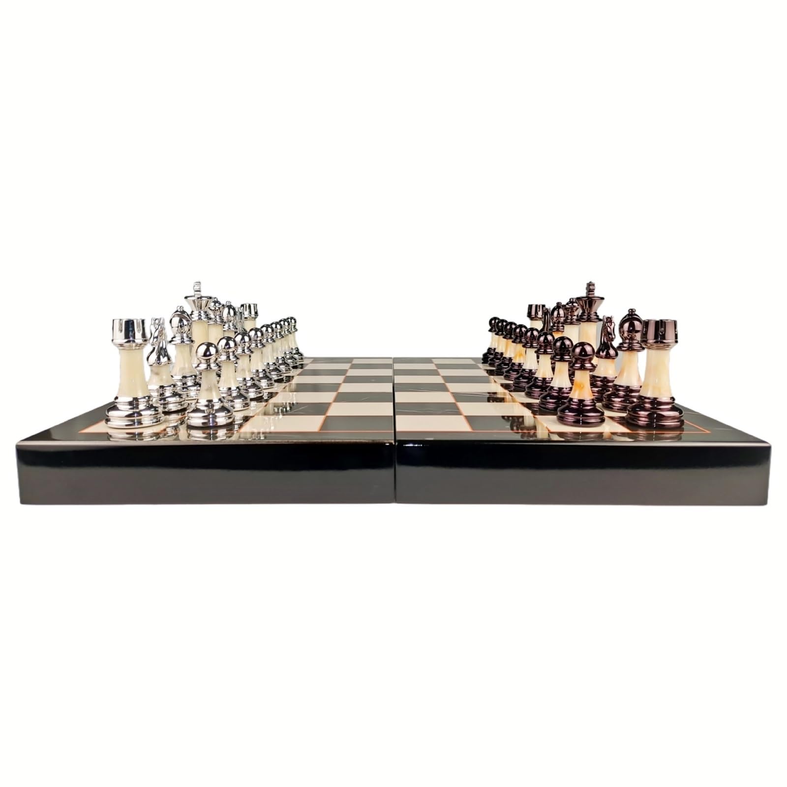 schachspiel 15 Zoll großes Schachspiel for Erwachsene und Kinder mit gewichteten Acrylfiguren, tragbares, zusammenklappbares Holzbrett, Elegantes klassisches Spiel