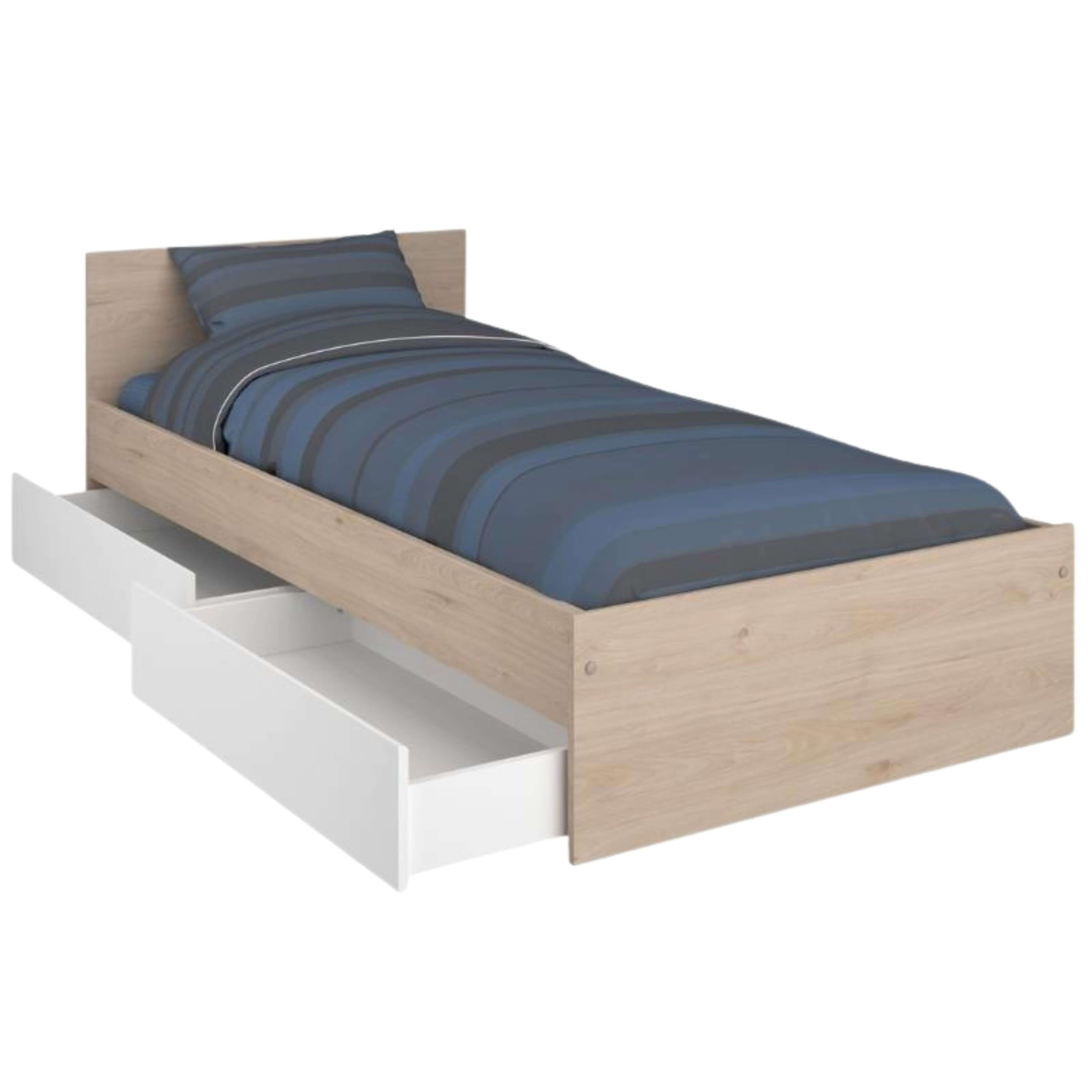 Cama Juvenil Child en color Roble Jackson con 2 cajones 90x190 cm