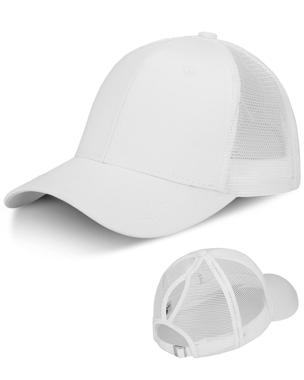 LIVACASA Gorras de Béisbol de Cola de Caballo para Mujeres Baseball Cap Niñas Ajustable de Malla Transpirable para Verano Running Golf Tenís Deportes Aire Libre