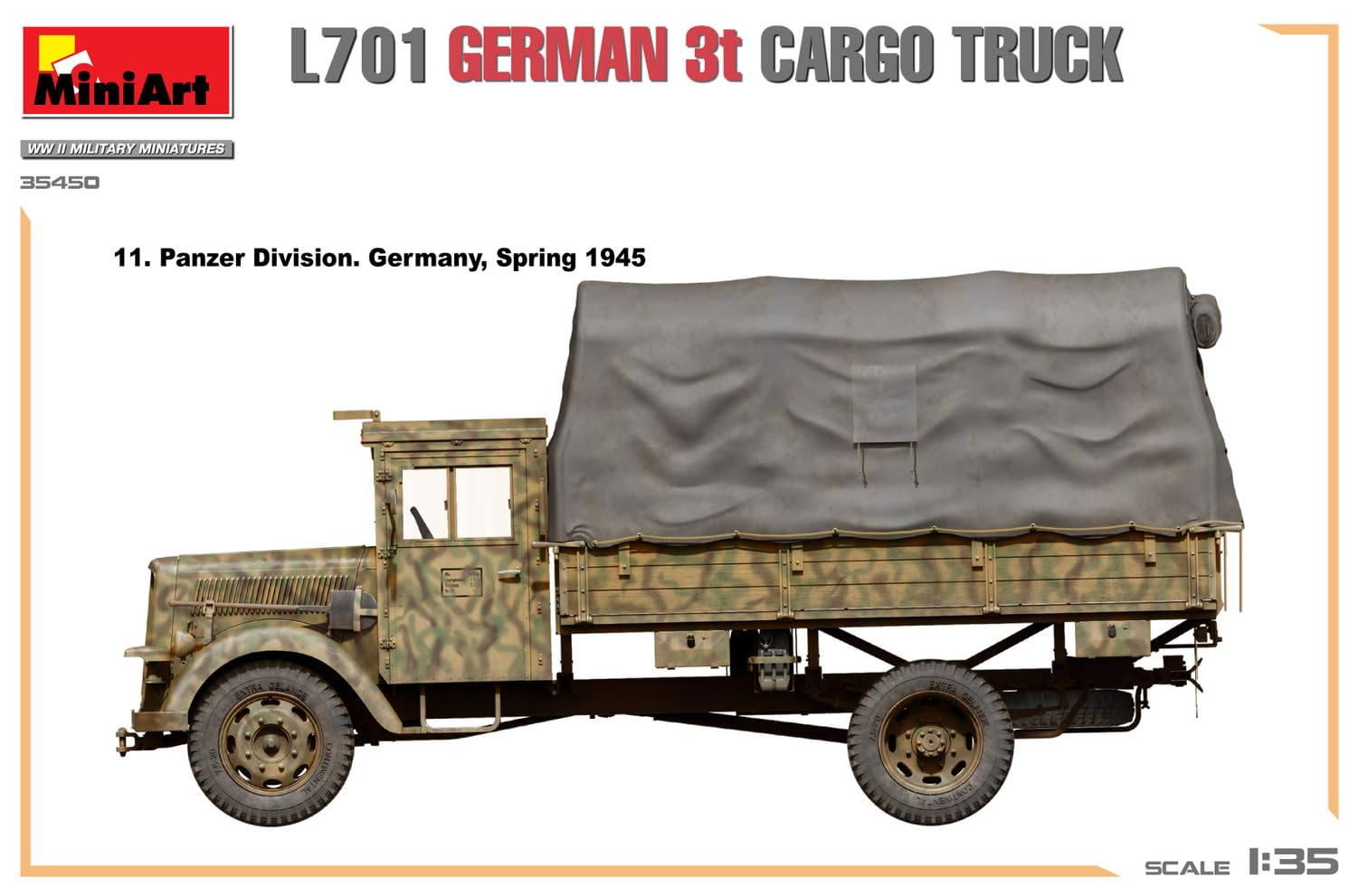 Mini Art 35450 1:35 L701 Dt. 3t Cargo Truck - wierna replika, modelarstwo, plastikowy zestaw do montażu, majsterkowanie, hobby, klejenie, zestaw modelarski, montaż, nielakierowany