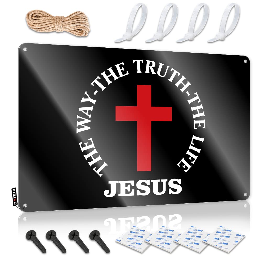 Art Limit Waterproof Artwork, Retro Retro Print For Cafe Pub Western Bar | Tinsign Pre-drilled Custom Jesus The Way, Truth, Life(30X40CM)