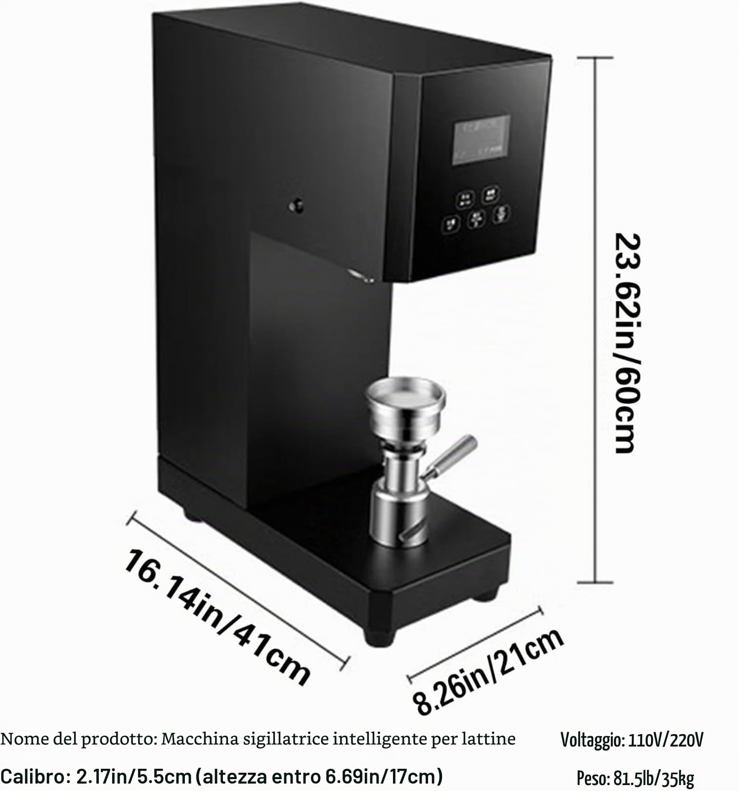 Sigillante automatico per lattine con portabicchieri in acciaio inossidabile, macchina commerciale di tenuta a più altezze per negozi di tè al latte, ideale per casa, bar, ristoranti e negozi di