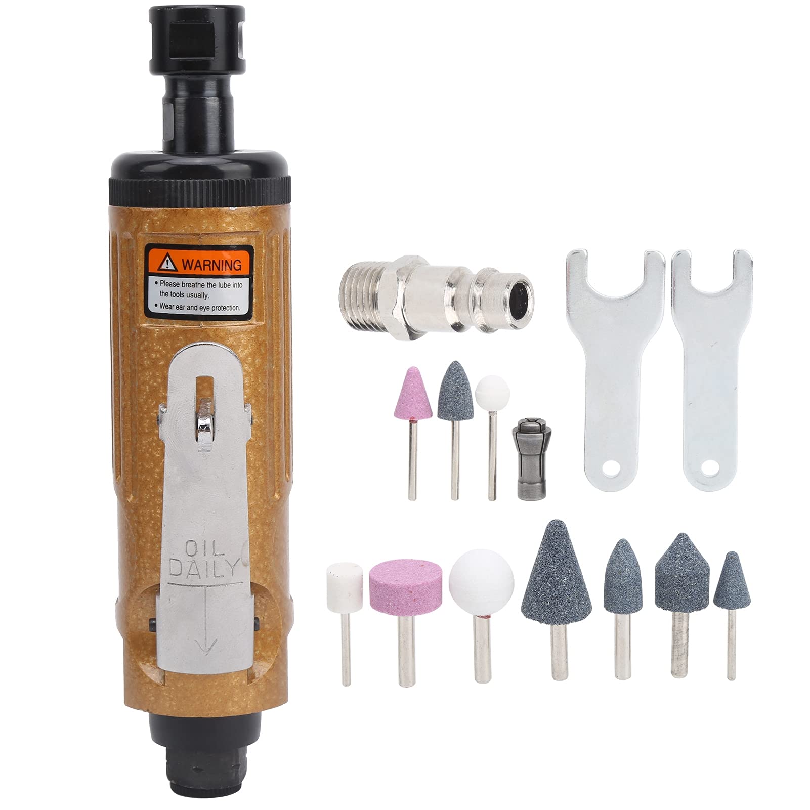 Smerigliatrice pneumatica ad aria compressa per incisione, KP-621, 22.000 giri/min, kit di smerigliatrice ad alta velocità con interruttore di sicurezza, manico diritto compatto (Stile UE)