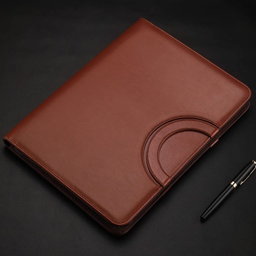 Ledermappe A4 Portfolio mit Griff und Reißverschluss, Schreibmappe, A4, Klemmbrett, Laptophülle, Organizer für Geschäftsdokumente, Geschenk für Frauen