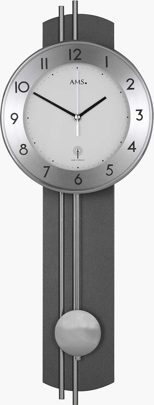 AMS Radio Pendulum Clock 5266A Modern Anthracite Analogue with Arabic Numerals Living Room Clock