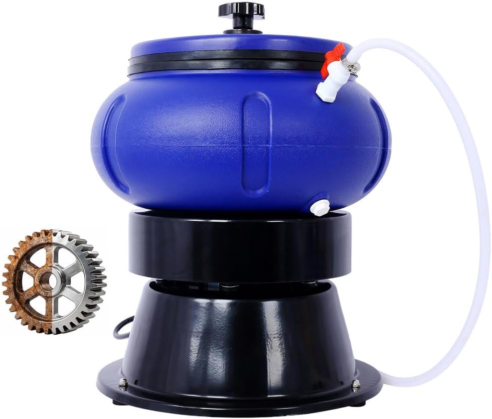Electric 18 lb Vibratory Tumbler Bowl for Metal Polishing, Parts Cleaning & Deburring, Heavy Duty Tumbling Polisher Machine, 120V Quiet Continuous Motor