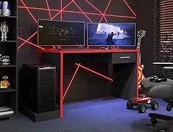 Mesa Gamer 1 Gaveta DRX 9000 Siena Móveis Preto/Vermelho