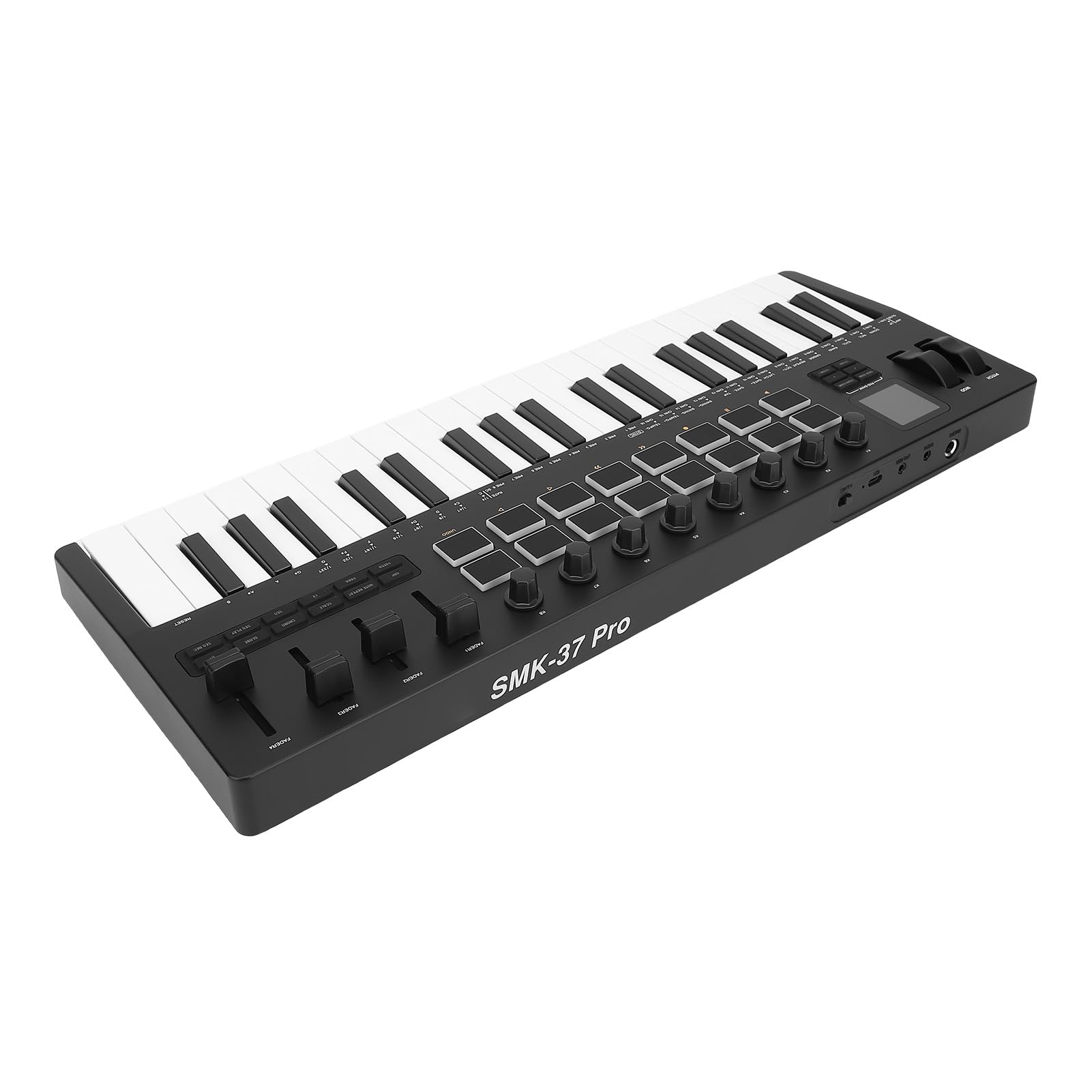 CHICIRIS Piano de Teclado, Controlador de Teclado MIDI de 37 Teclas con Pads de Batería, Conectividad USB, Producción Musical Portátil para Creadores