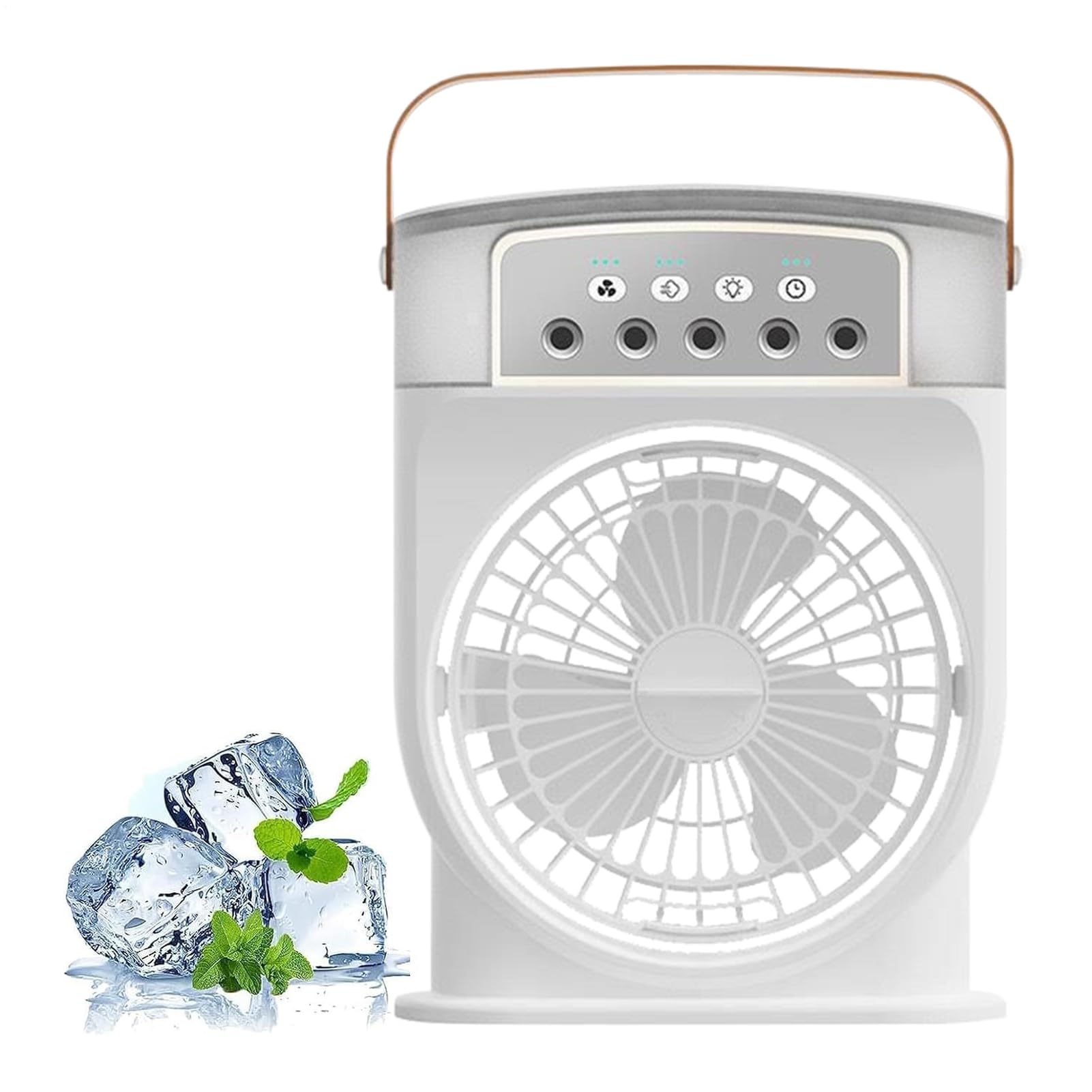 Generico Ventilatore Nebulizzatore Portatile,Ventilatore Nebbizzatore ad Acqua - Ventilatore ad Aria con 5 Ugelli e Serbatoio 600ml per Esterno Spiaggia Casa Yoga Usi