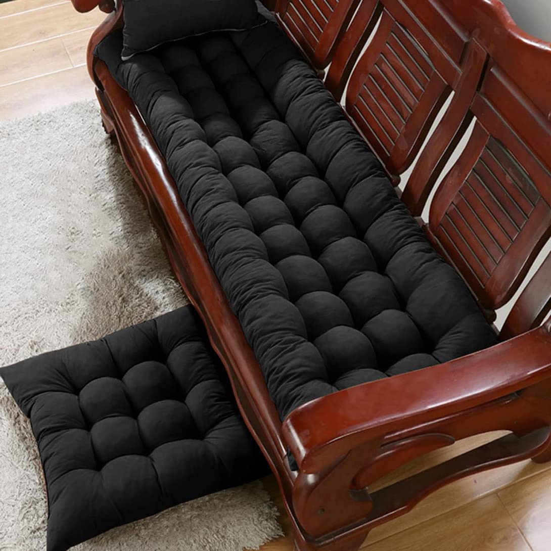 Coussin pour banc de jardin extérieur et intérieur grand matelas d'assise noir