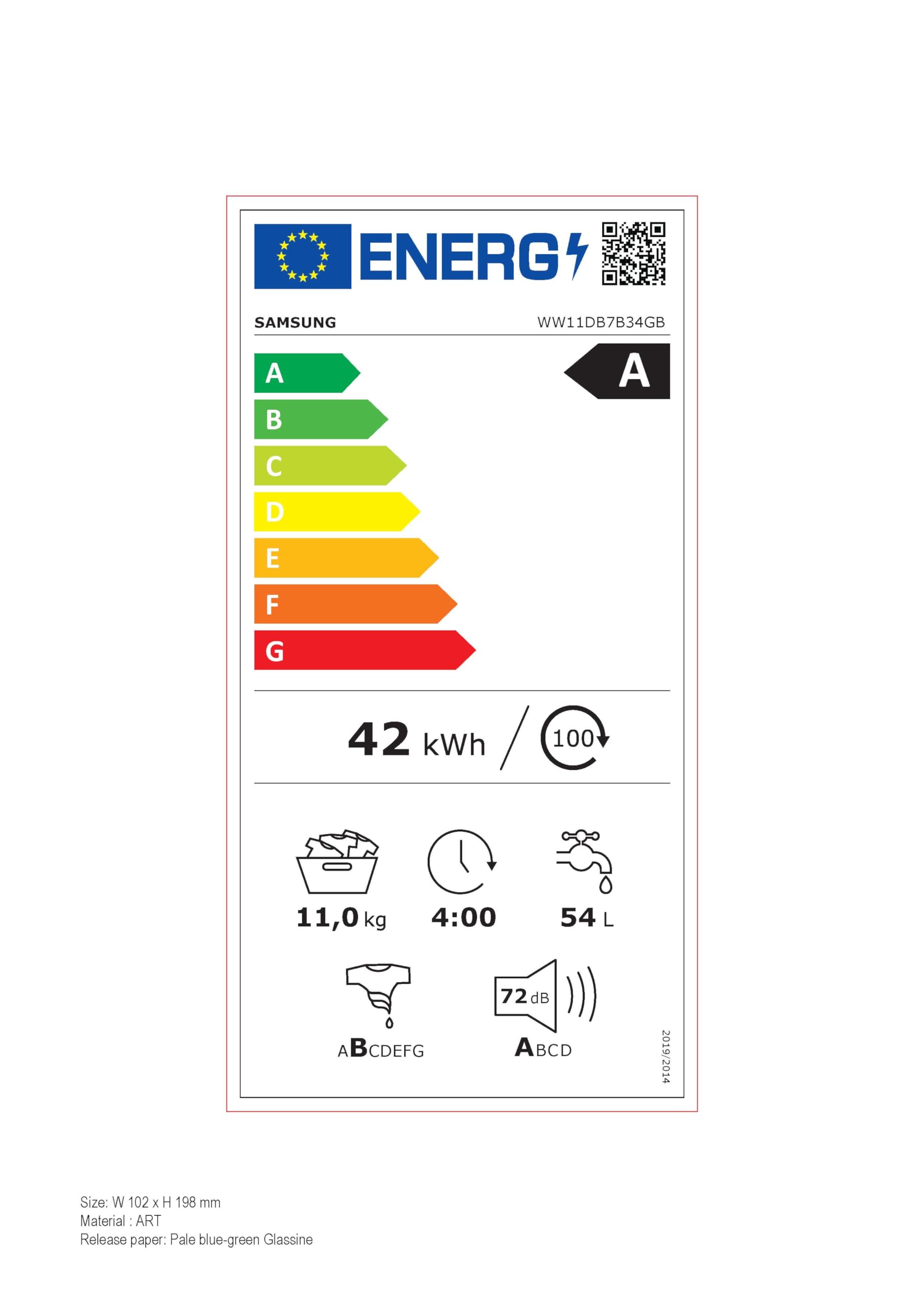 Samsung WW11DB7B34GBU2 Bespoke Waschmaschine, 11 kg, 1.400 U/min, Extra energiesparend, EEK: A (-20 Prozent), AI Ecobubble, SuperSpeed 39 Min, AI Control, SmartThings App, AI Energy Mode, Schwarz