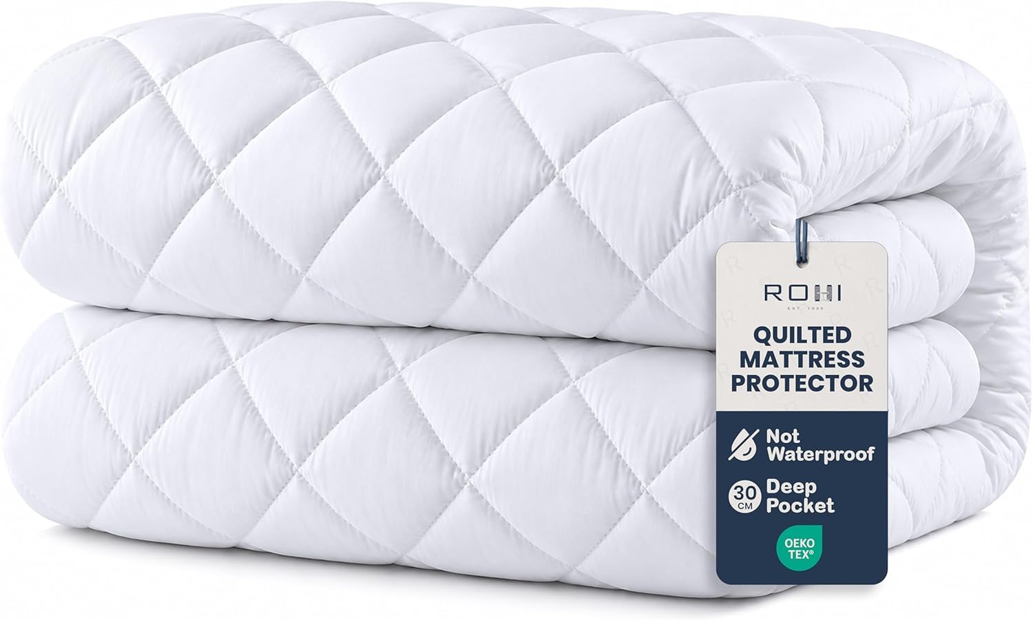 Rohi 30cm Fitted Quilted Bunk Bed Mattress Protector 2 Pack 76 x 190cm | Soft Microfibre Mattress Cover | Breathable & Anti Allergy Mattress Protector | 12" Extra Deep Mattress Cover