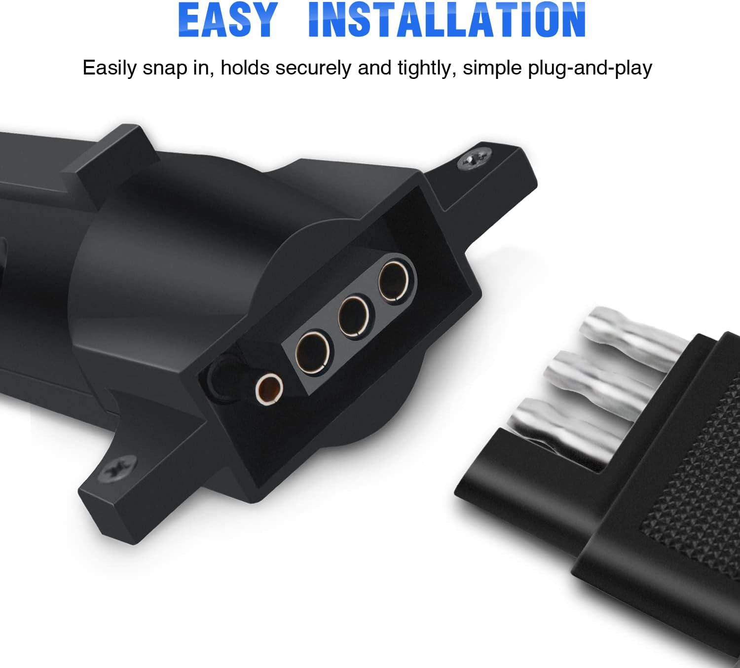 Nilight 7-Way to 4-Way Flat Blade Trailer Adapter Waterproof Rugged Nylon Housing 7-pin to 4-pin Trailer Wiring Adapter