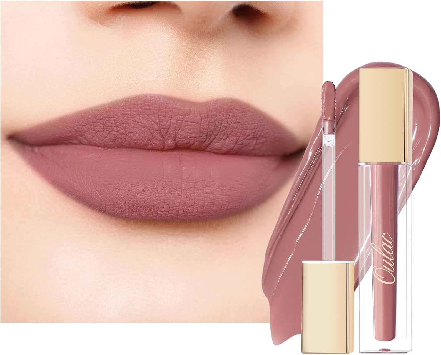 Oulac M24 Liquid Matte Lipstick Pink Lipstick Long Lasting with Kissing Straight Intensive Colour Release Precise Applicator Matte Finish Vegan Clean Beauty Liquid Mat 5ml