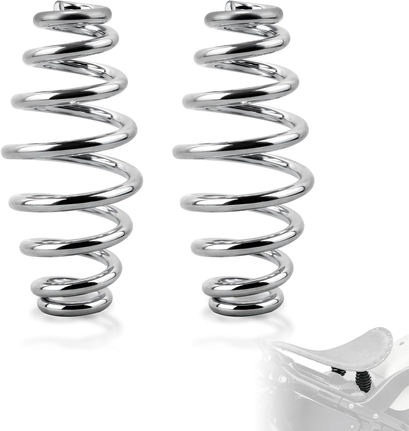 FOVPLUE 4" Seat springs for Solo Seats,Chrome Barrel Motorcycle Seat Spring universal fits for Harley Sportster XL883 1200 Bobber Chopper Custom Application, for Honda Yamaha Kawasaki Suzuki