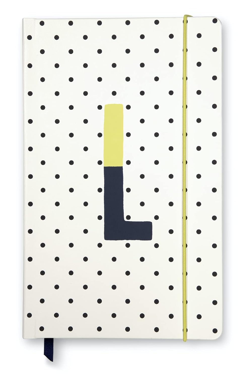 kate spade new york Take Note Large Polka Dot Leatherette Initial Notebook, Bound Journal Includes 168 Lined Pages and Bookmark, L (Yellow)