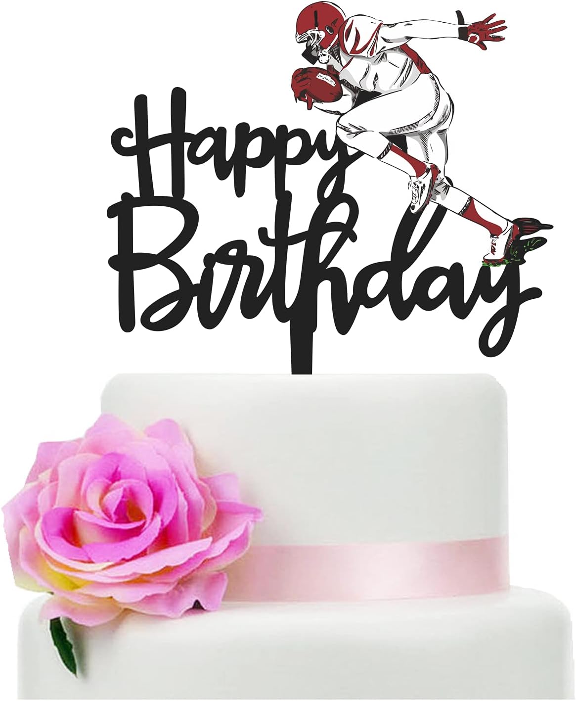 YzYbuaego American Football Birthday Cake Topper, Happy Birthday Cake Topper for Man/Kids/Boy‘sFootball/Sport Themed Birthday Party Cake Decoration