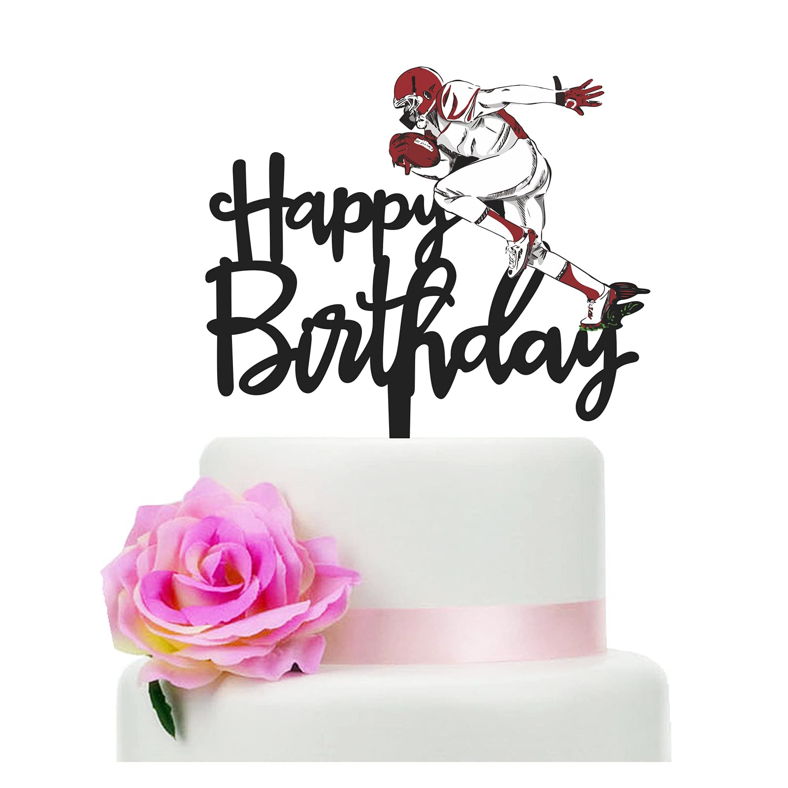 YzYbuaego American Football Birthday Cake Topper, Happy Birthday Cake Topper for Man/Kids/Boy‘sFootball/Sport Themed Birthday Party Cake Decoration