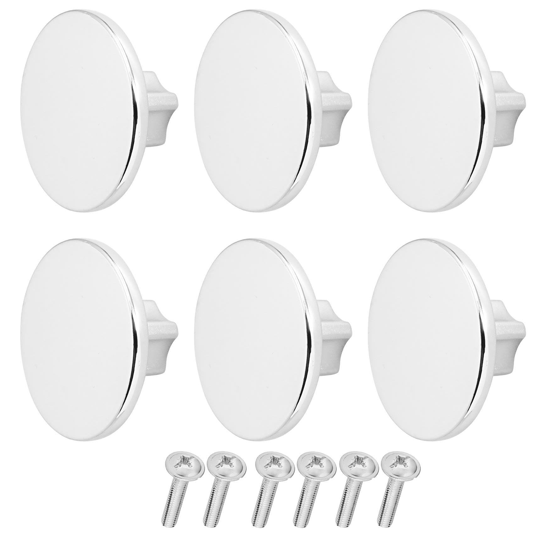 Decoranddecor Vesta - 40mm Round Kitchen Cabinet Furniture Knob Zinc Alloy (6 Pack, Polished Chrome)