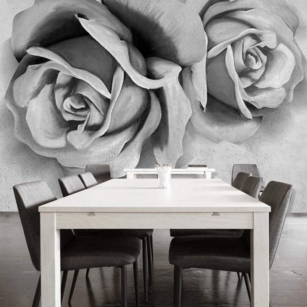 Papel tapiz mural cemento gris 3D en relieve flor rosa dormitorio sala de estar sofá TV decoración de fondo