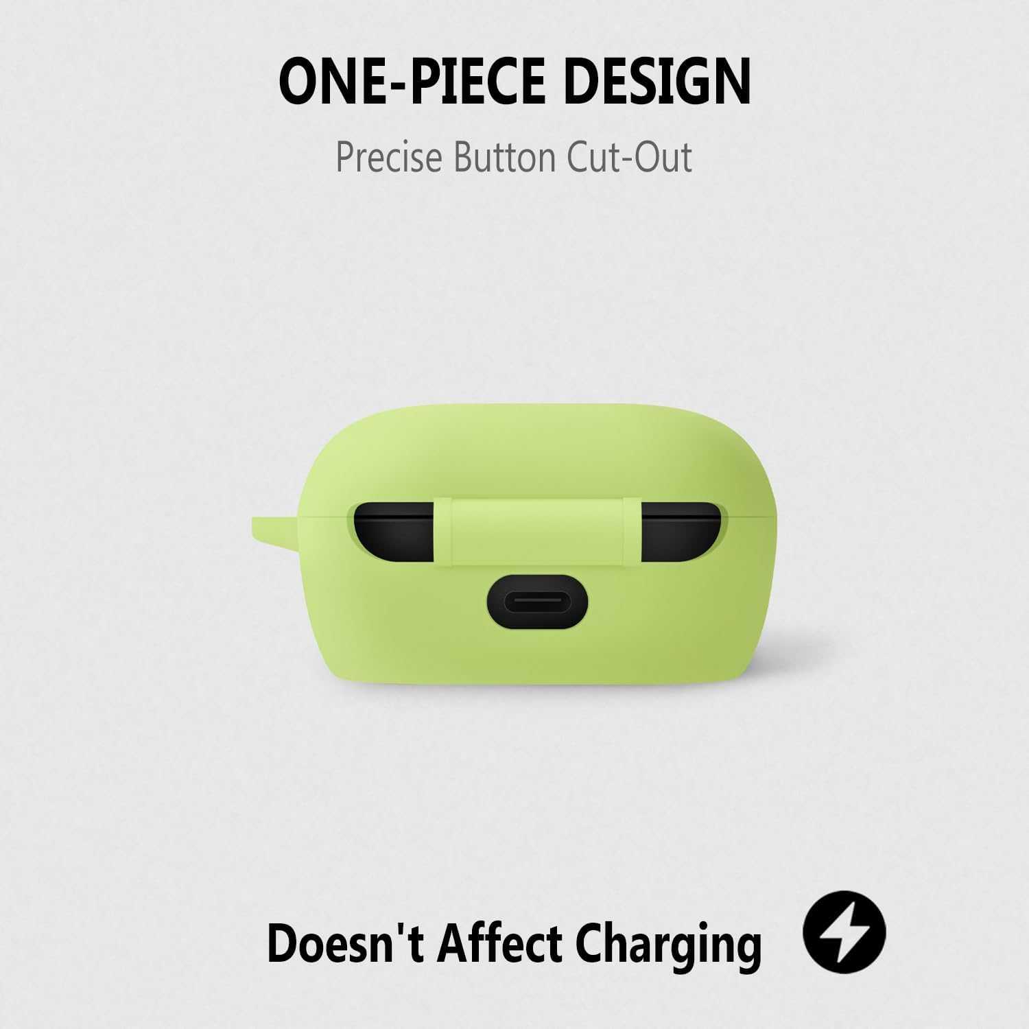 Geiomoo Silicone Case for Bose New QuietComfort Earbuds 2024, Soft Flexible Scratch Resistant Protective Cover with Carabiner (Luminous Green) - Image 5