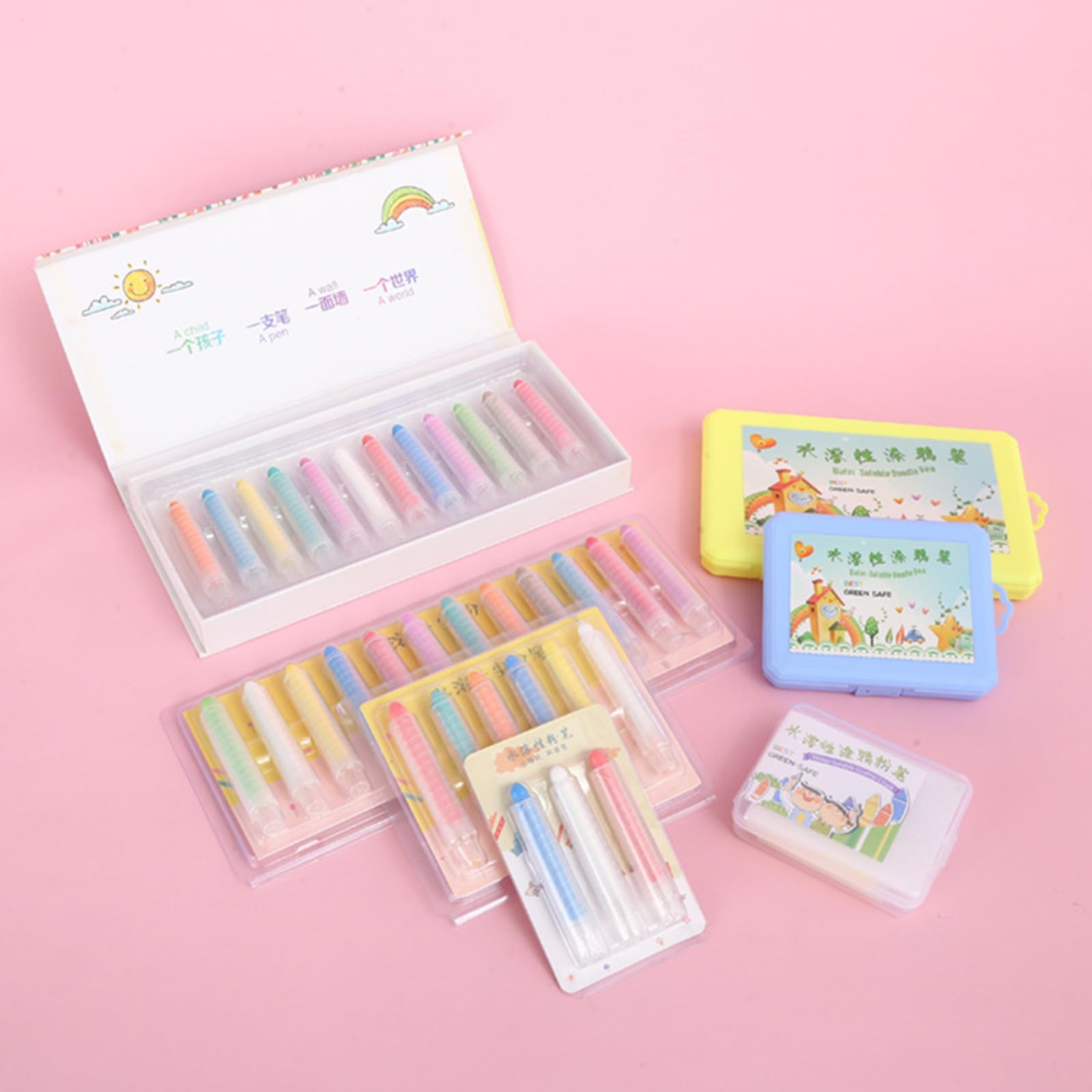 Set Premium di Gessi Solubili in Acqua Senza Polvere per Uso Educativo in Classe e a Casa Con 3 Scatole Colorate Opzionali