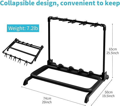 Miniatura 7 de GUITTO Soporte para guitarra multi, plegable, universal, portátil, para banda de escenario, bajo, guitarra acústica -5 soportes GGS-07