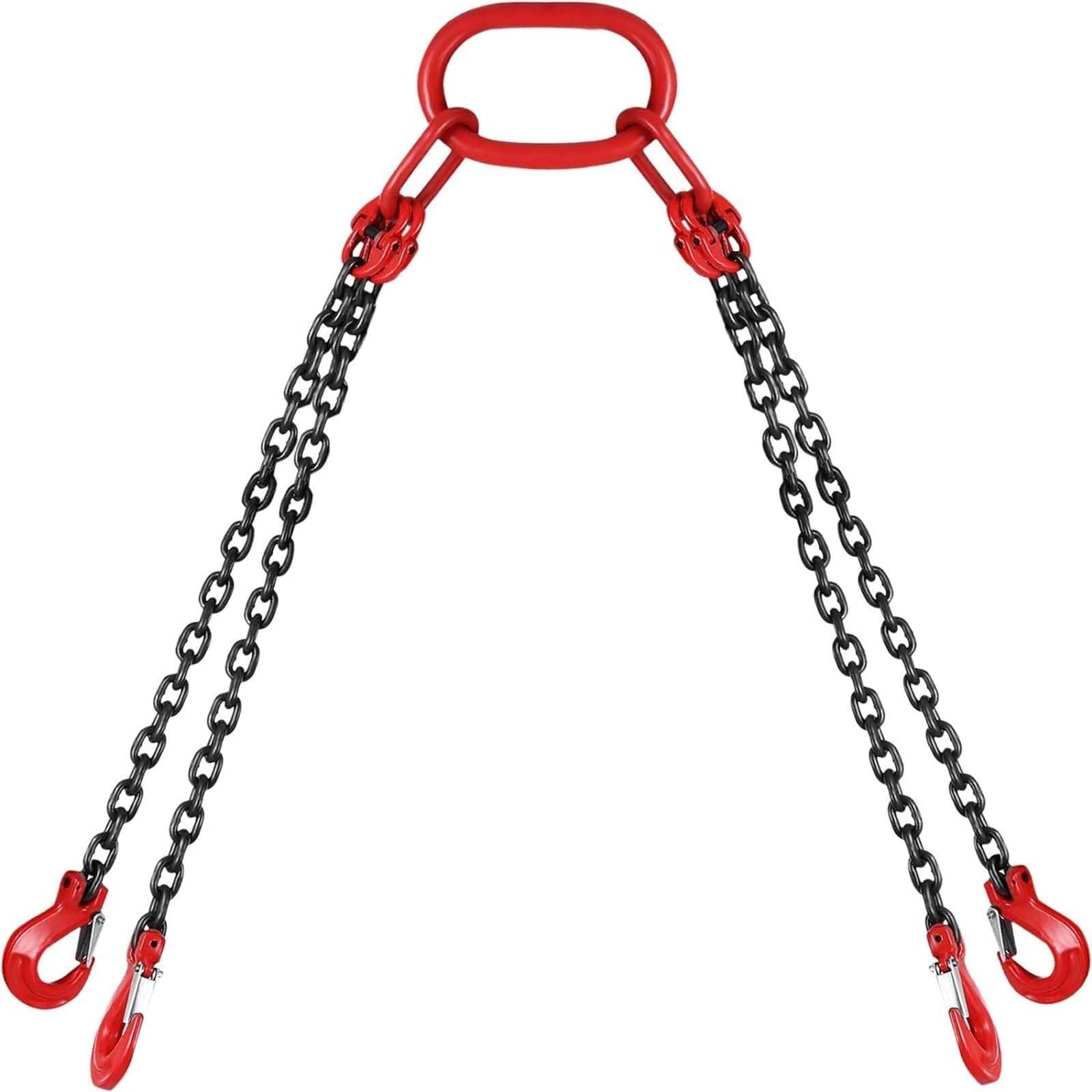 Catena a 4 gambe con ganci, catena di sollevamento da 6 mm, 300 cm, imbracatura per gru resistente per la costruzione di porte