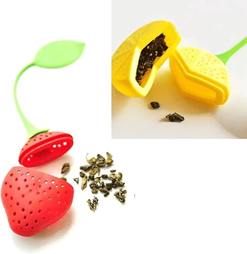 Miniatura 4 de 8 coladores de té de silicona, con infusión de té de fresa, limón, bolsas de té para té de hojas sueltas, difusores de té reutilizables para tazas,