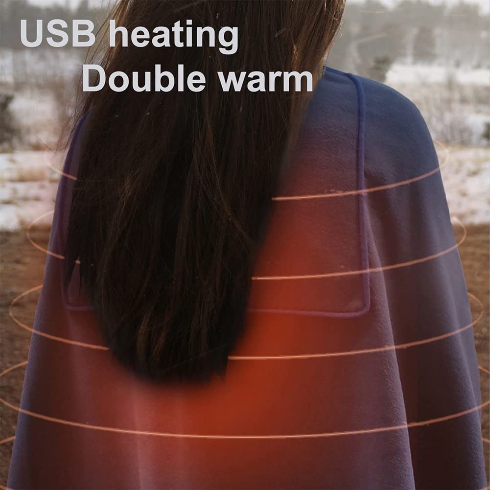 Scaldaletto Matrimoniale Coperta Elettrica 150 x 80 cm, USBCoperta riscaldante elettrica,Scialle riscaldante indossabile con 3 Livelli di Temperatura per i Viaggi in Ufficio a casa Interruttore