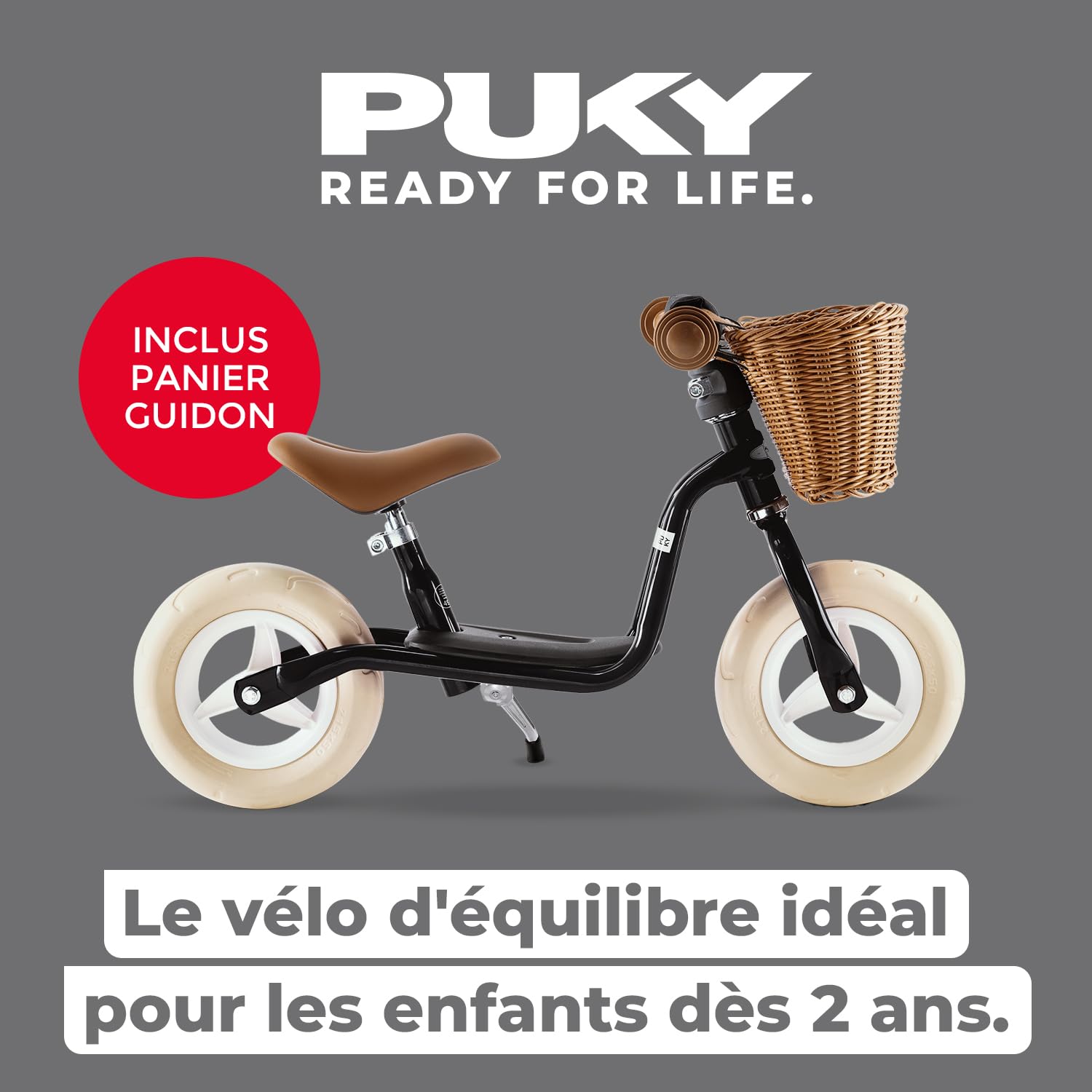 PUKY LR M Classic | Draisienne dès 2 Ans | Jouet Enfants 2 Ans | Trottinette avec Repose-Pieds | Véhicule rétro Classique | Vélo équilibre avec Panier et béquille | Guidon et Selle réglables