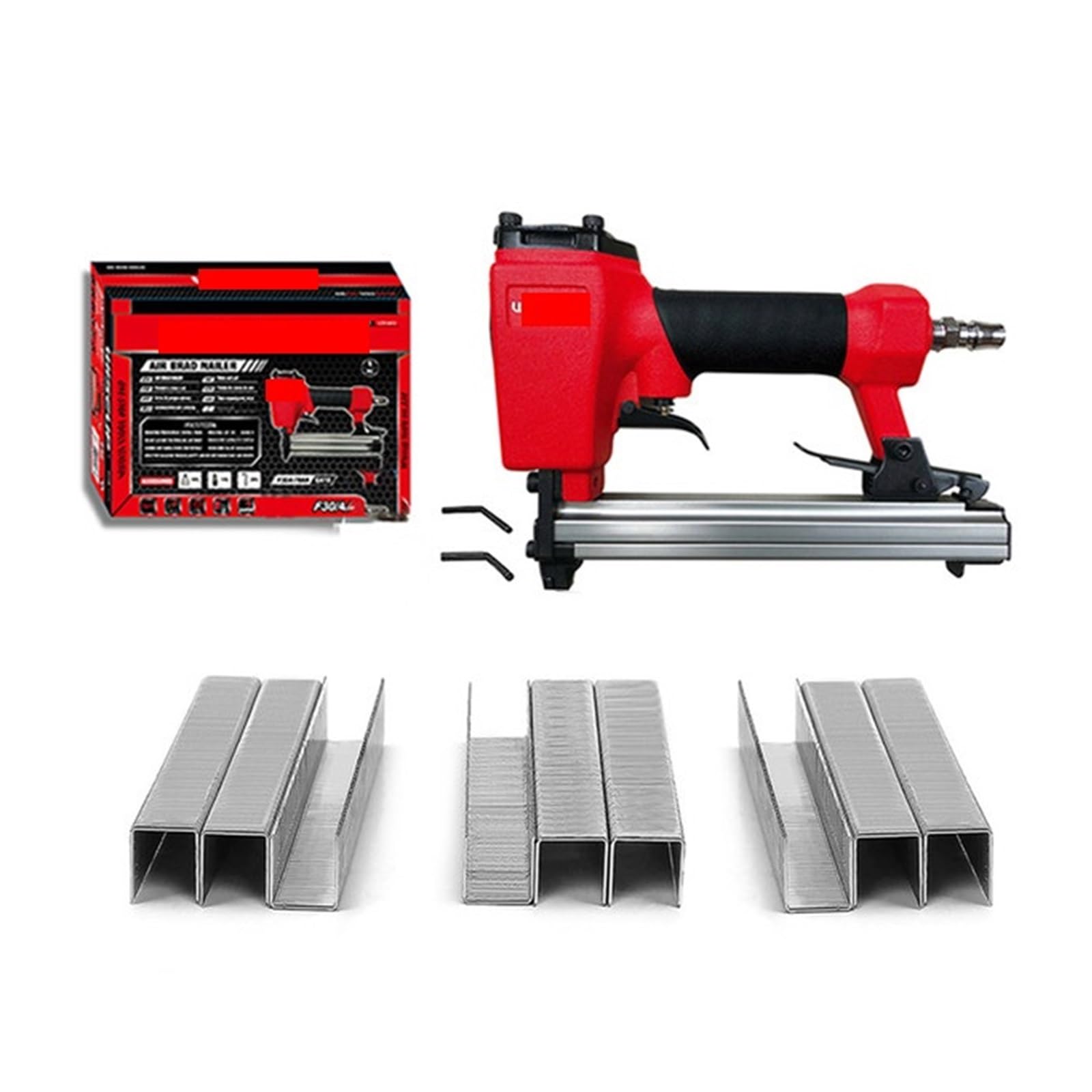 Pistolet do gwoździ, Air Nail Gun Furniture Pneumatic Nailer Construction Stapler Upholstery Tacker Tools With Staples(1013J Set)