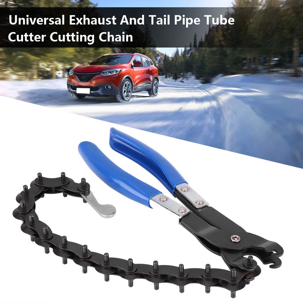 Coupeur de tuyau d'échappement, Duokon Tube d'échappement et de Queue en Acier au Carbone Coupé de la Chaîne de Coupe de Coupe-outil Coupe-tuyau d'échappement (noir et bleu)