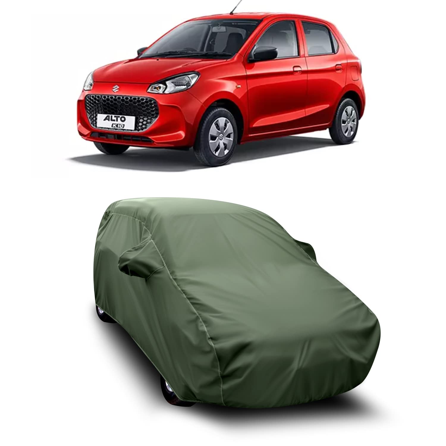 LICATORWater Resistant - dust Proof - car Body Cover for Maruti Suzuki New Alto K10 Water Resistant UV Proof - car Body Cover (Lifetime Olive)