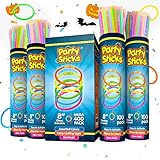 PartySticks Glow Sticks Party Supplies 400pk - 8 Inch Glow in The Dark Light Up Sticks Party Favors, Glow Party Decorations, Neon Party Glow Necklaces and Glow Bracelets with Connectors