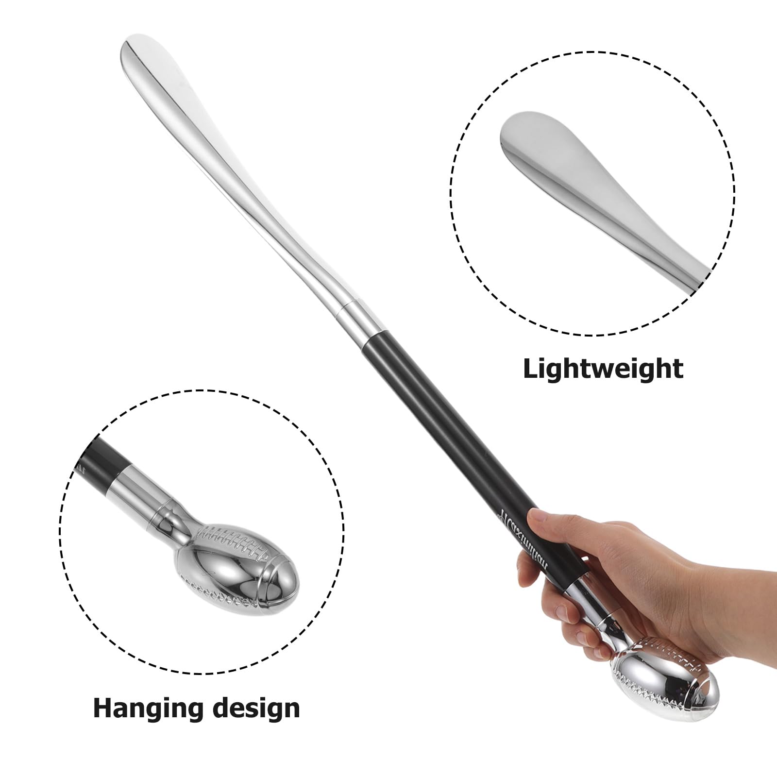 TEHAUX Calzador Ergonómico Largo de 53 Cm para Botas de Rugby, Calzador de Abs Resistente Plateado, Asistencia para Calzado en Casa, Hospital y Viaje, Adecuado para Personas Mayores