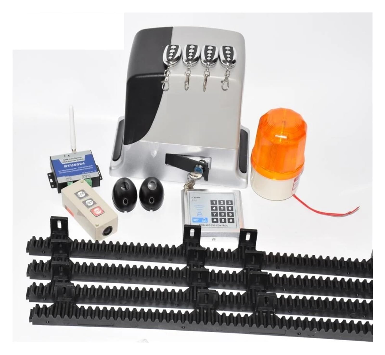 Rsgxlfqzvak 6M Rack Kit Automatic Gate Opener, 600Kg Automatic Electric Gsm Sliding Gate Opener Motor Complete Kit 4M 5M 6M Racks With Photocell Lamp Button Keypad(6M Rack Kit)