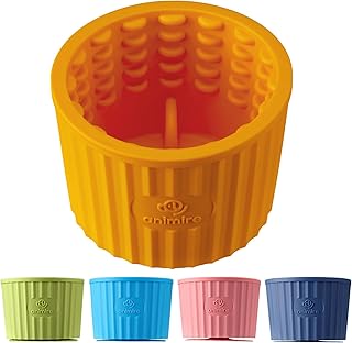 Dog Lick Bowl, Anxiety Relief Dog Licking Mat Freezer Treat Dispenser, Non-Slip Anti-Choking Silicone Slow Feeder Lick Bowl for Small Medium & Large Breed Dogs, BPA Free(Orange,S)
