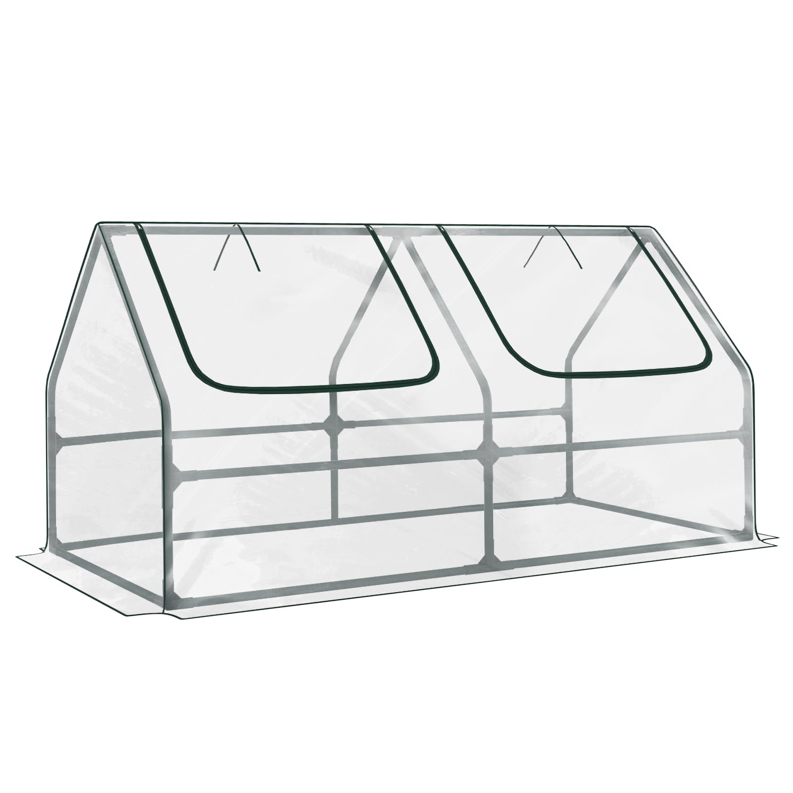 COWVIE 1.2 x 0.6 x 0.6 m Mini Greenhouse with 2 Zipper Doors, Water Resistant, UV Protected for Flowers, Vegetables and Herbs — image 1