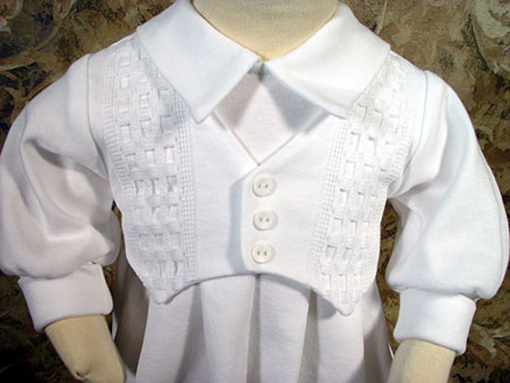 White Long Sleeve Boys Cotton Interlock Preemie Christening or Burial 4 Piece Set - 2/3 lbs