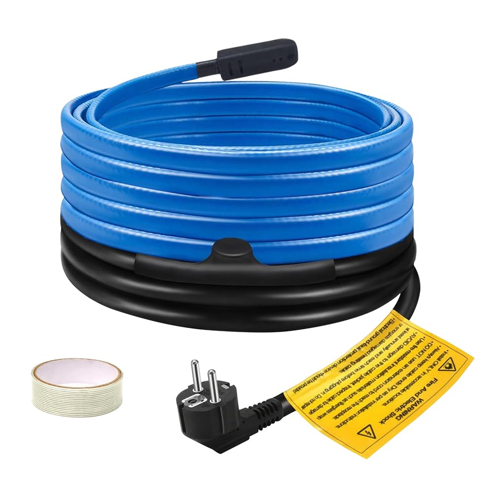 Cordon Chauffant Antigel, 6M 230V Cable Chauffant Antigel, 25W/M Fil Chauffant Antigel, Câble Chauffant Autorégulant avec Thermostat Intégré pour Protéger Tuyaux Domestiques