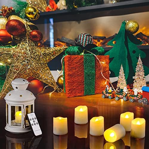 Ymenow Rechargeable Tea Lights with Remote, 6pcs USB Charging Flameless Flickering Battery Tealights Candles with Timer Cable for Home Thanksgiving Christmas Decorations