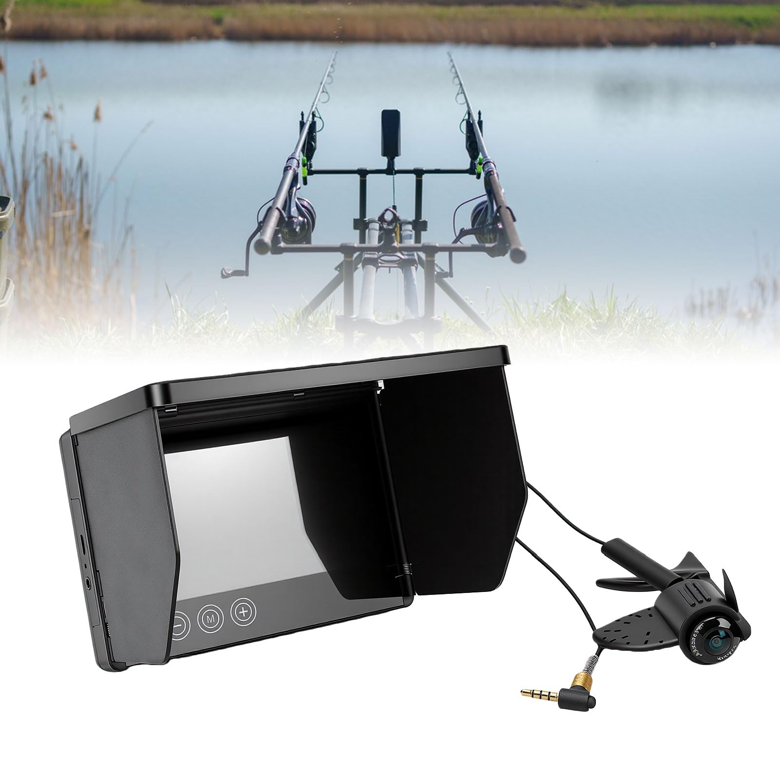 ASHATA Cámara de Pesca Submarina 8000mAh IP68 Pantalla Táctil de 5 Pulgadas