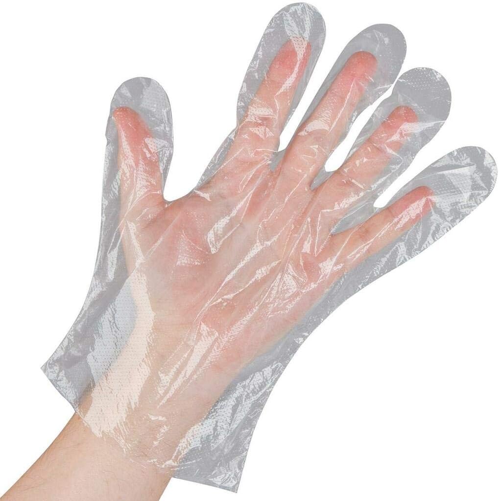 RelifeelPack of 100 Disposable PE Gloves Polyethylene Multi-Purpose Work Safety Food Catering Cleaning - One Size Fits All (Clear)