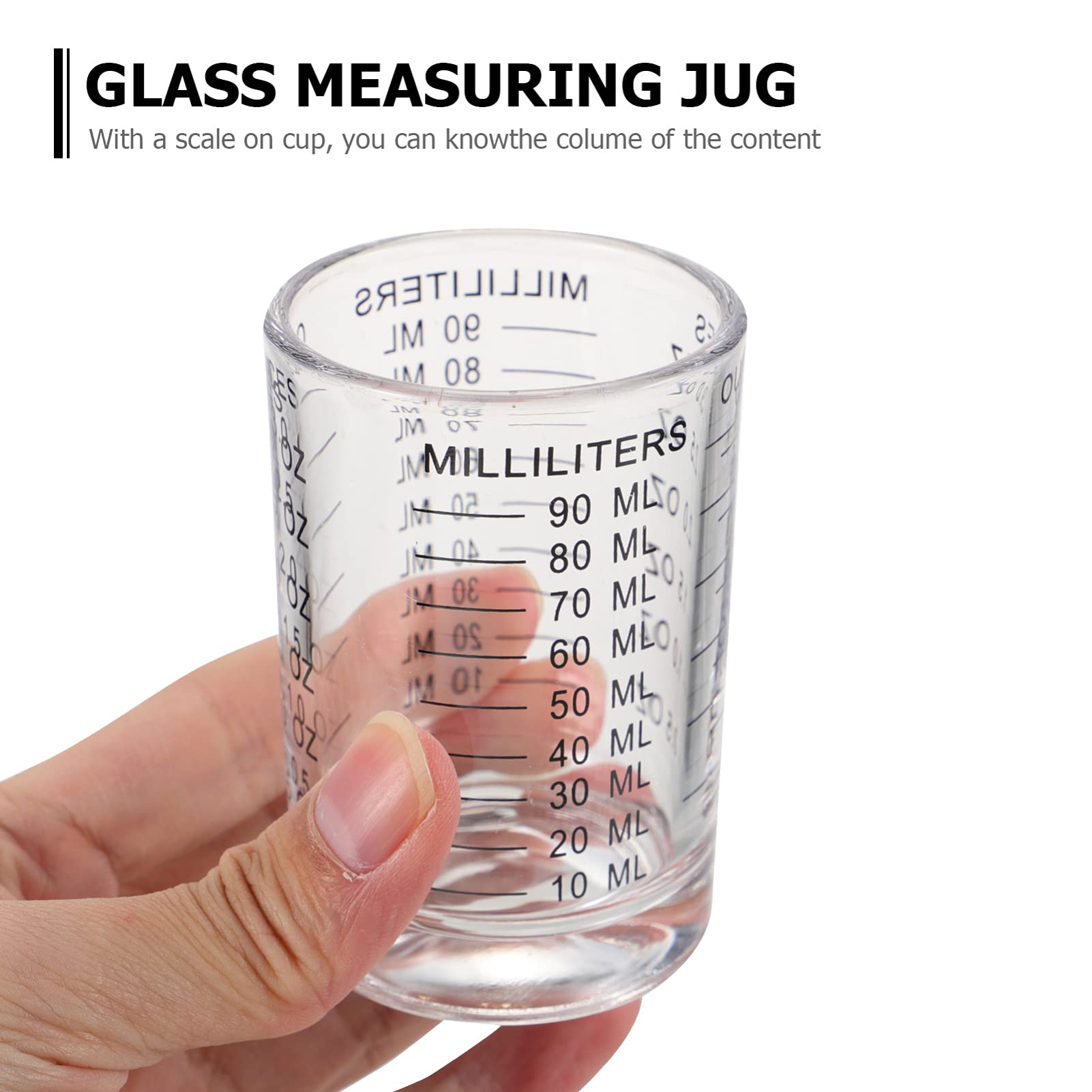 3 Stück Küchenmessbecher aus Glas mit Skala, Schwarz
