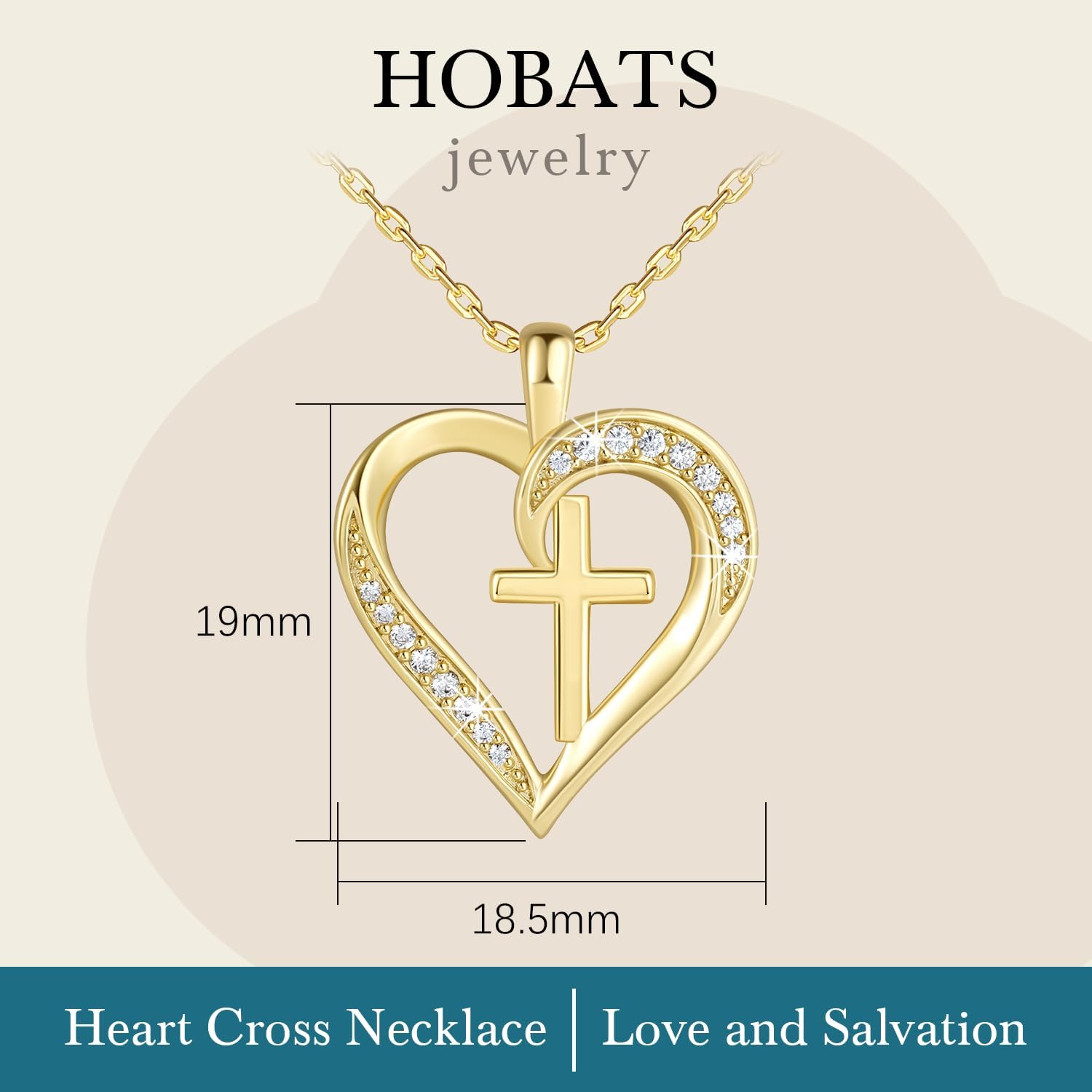 Cross Necklace for Women 14K Gold Cross Necklaces for Women Gold Heart Necklaces for Womens Crosses Chain Pendant Combine Classic Elements of Romantic and Faith Chain Crosses Heart Necklace for Womens 17.7+1.7in - Image 2