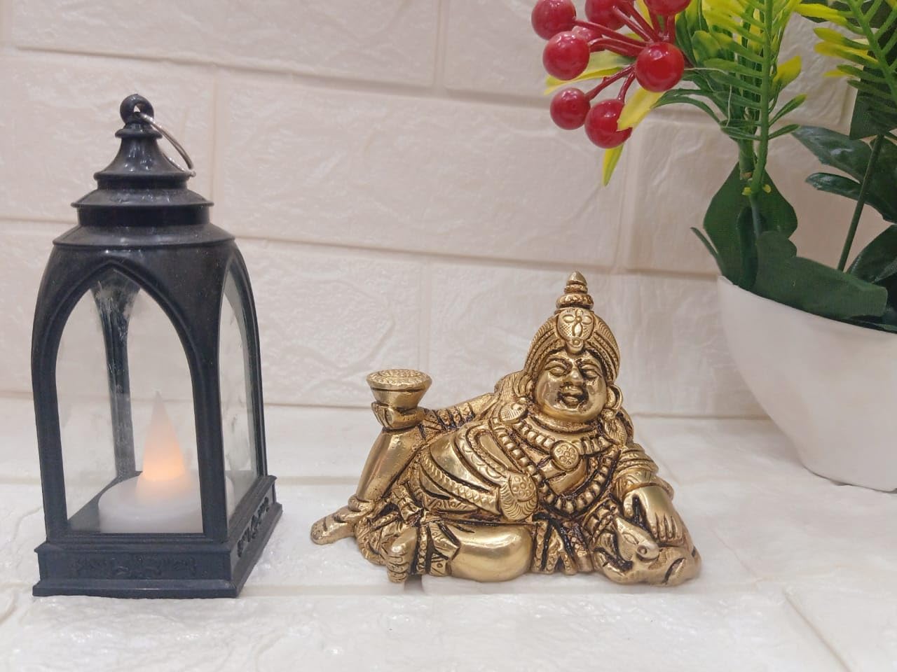 Buy Vedic Art and Craft Brass Statue of Lord Kubera Sitting | Hindu god ...