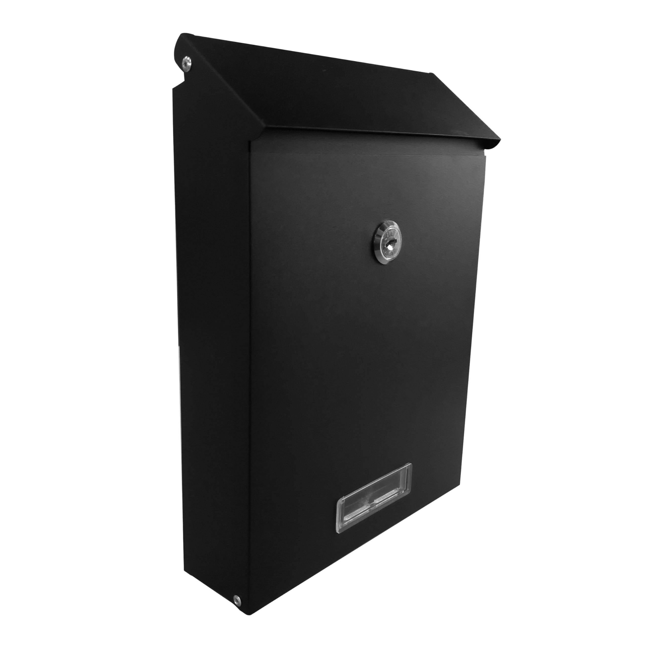 Sillar Buzón de Pared, con Cerradura, Placa para Nombre | De Acero galvanizado, Resistente a Las inclemencias del Tiempo y UV | 26 × 18,3 × 5,2 cm, Negro | 2 Llaves Incluidas | Formato C5
