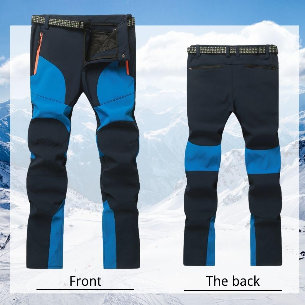 Pantalon de randonnée pour homme - Imperméable - Coupe-vent - Doublure chaude - Pantalon de ski - Pantalon softshell chaud - Pantalon d'hiver - Pantalon d'extérieur - Pantalon de snowboard