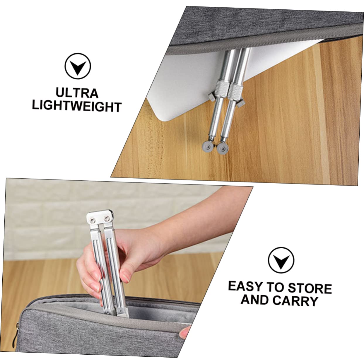Supporto per Laptop Stabile Argento Struttura Triangolare Portatile senza Vibrazioni Regolabile in Lega di Alluminio e Fondo Traforato per Raffreddamento Durante la Digitazione